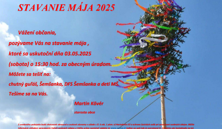 Aktuality / Pozvánka obyvateľom obce - Stavanie mája 2025 - foto